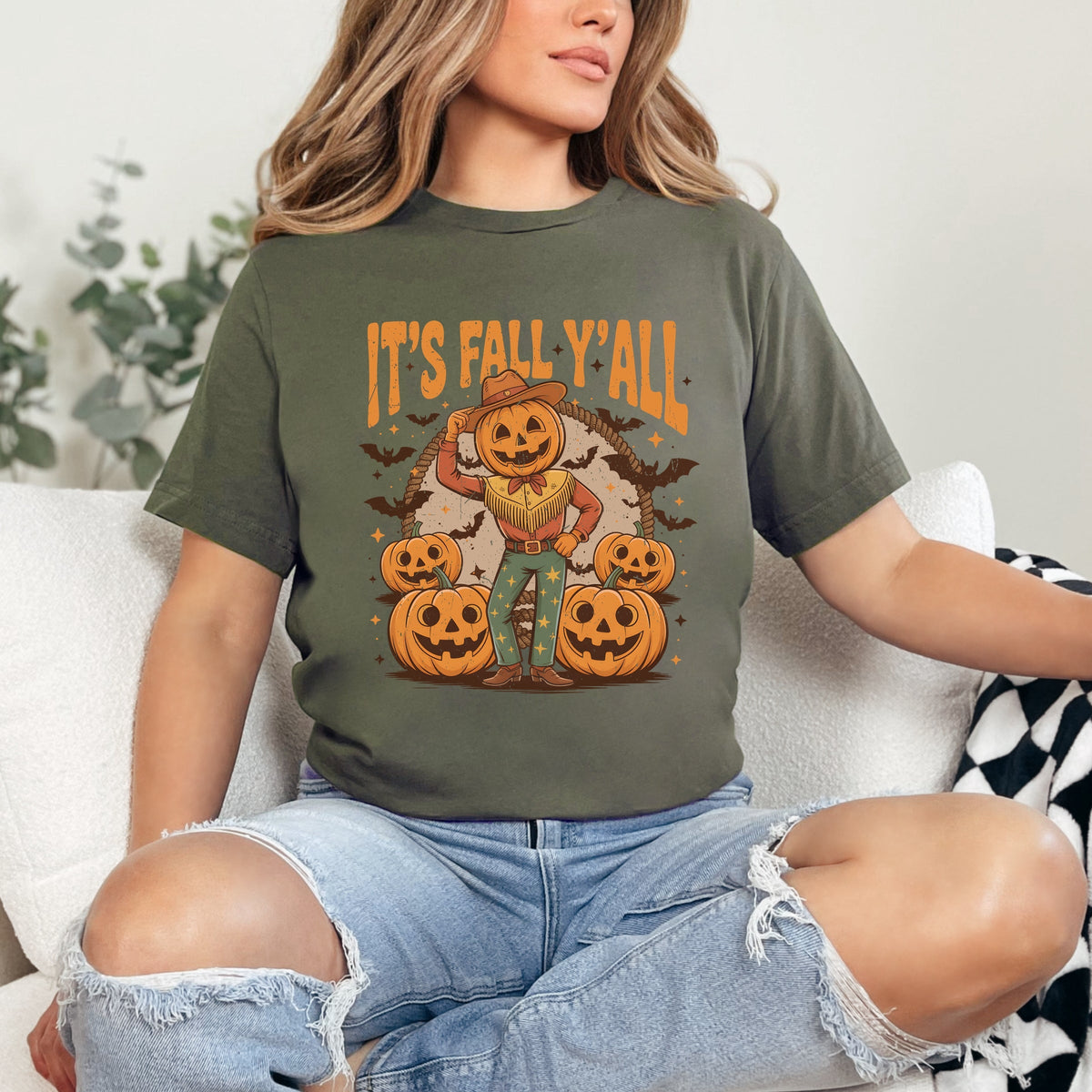 It's Fall Y'all Pumpkin Cowboy - Short Sleeve Tee
