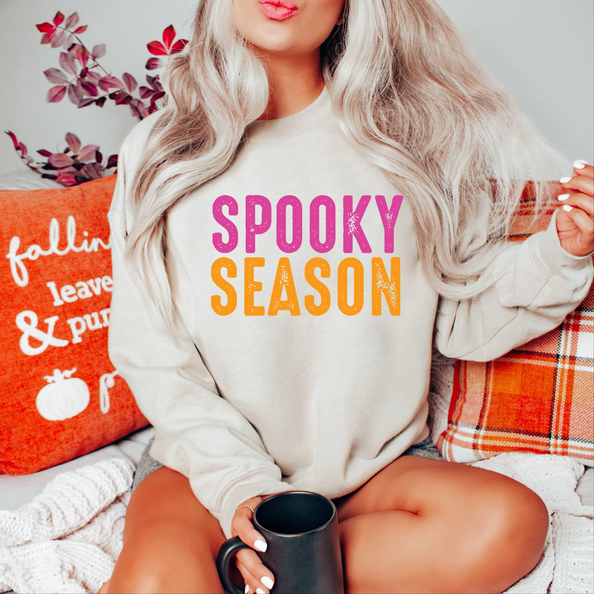 Spooky Season Bright Distressed - Women's Graphic Sweatshirt