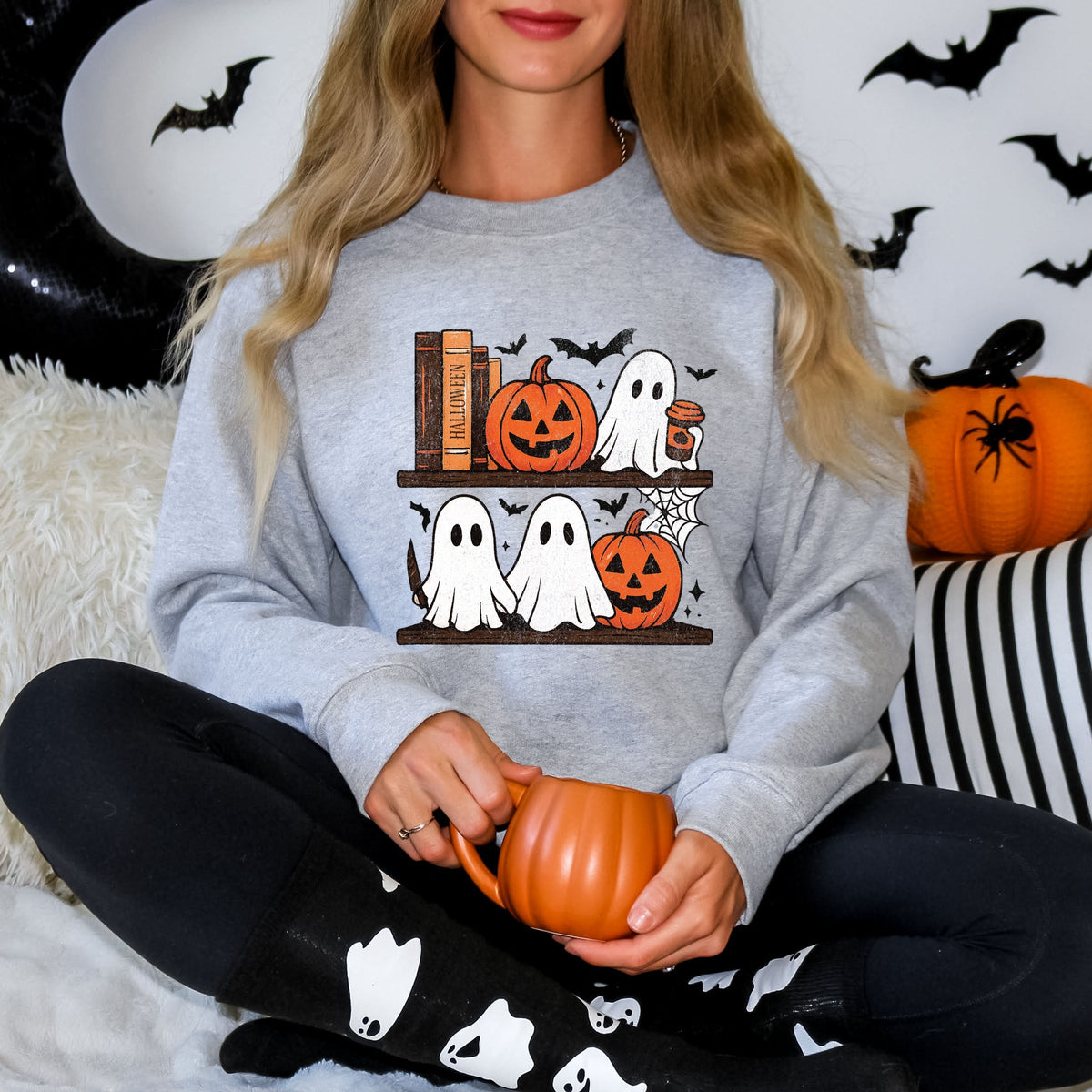 Halloween Bookshelf Ghosts - Sweatshirt
