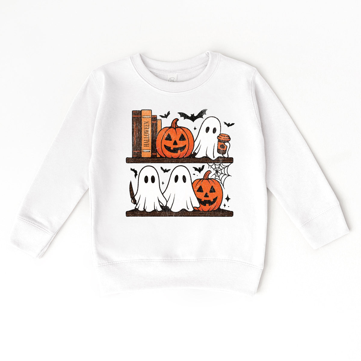 Halloween Bookshelf Ghosts - Toddler Graphic Sweatshirt and Youth Graphic Sweatshirt
