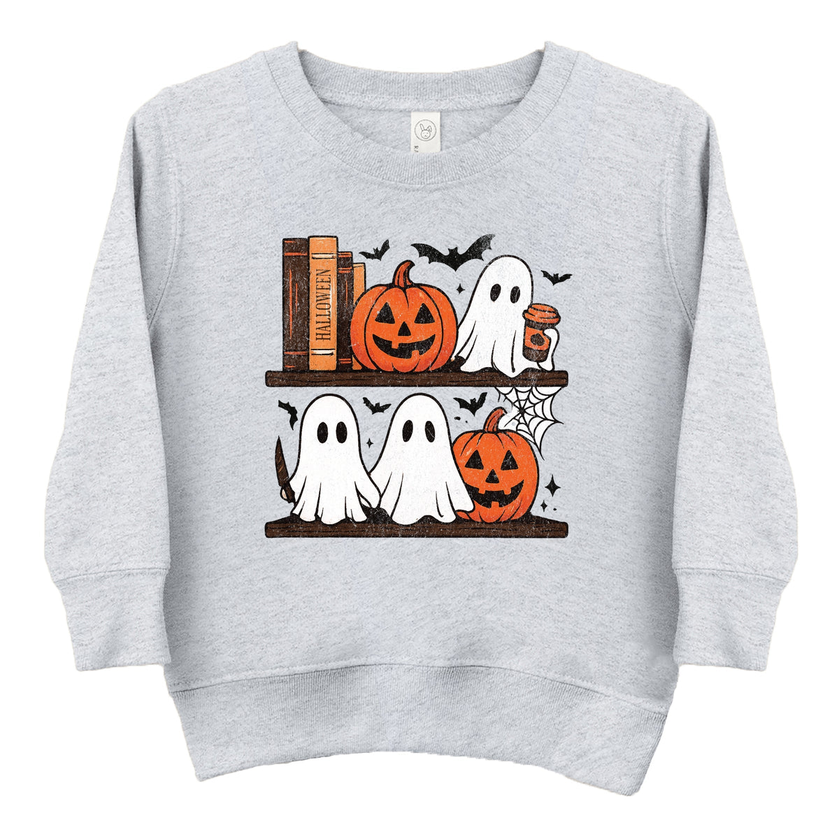 Halloween Bookshelf Ghosts - Toddler Graphic Sweatshirt and Youth Graphic Sweatshirt