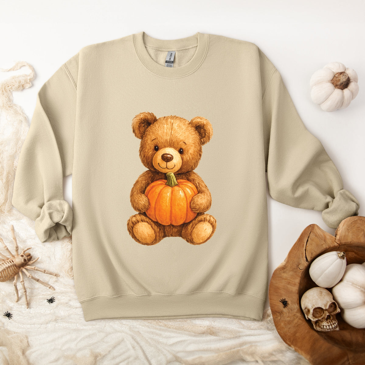 Watercolor Pumpkin Bear -  Womens Sweatshirt
