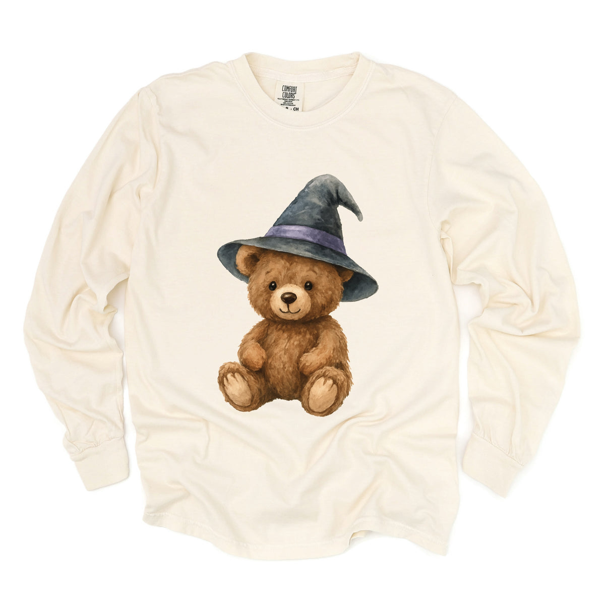 Watercolor Witchy Bear - Womens Garment Dyed Long Sleeve