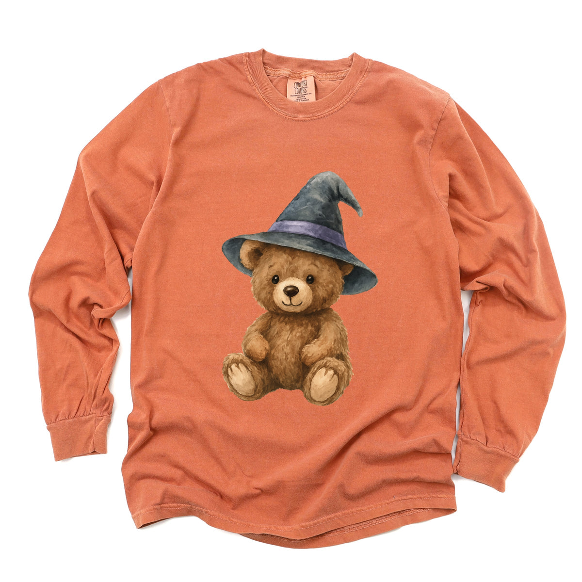Watercolor Witchy Bear - Womens Garment Dyed Long Sleeve