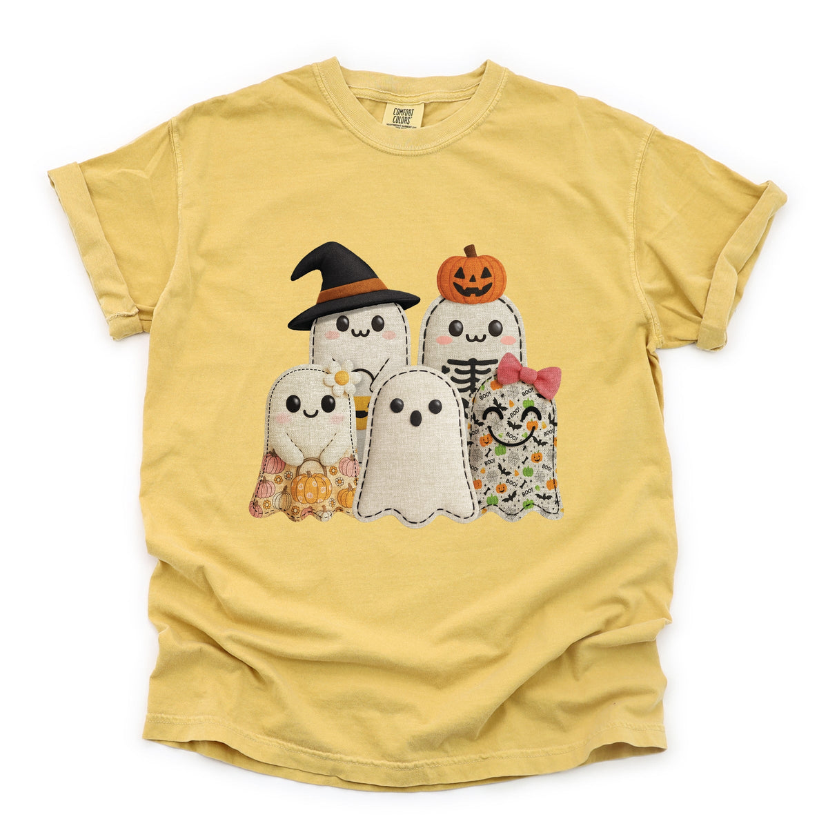 Ghost Family Patchwork Print - Women's Garment Dyed Tee