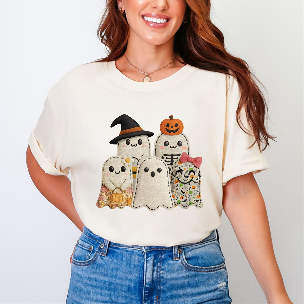 Ghost Family Patchwork Print - Women's Garment Dyed Tee