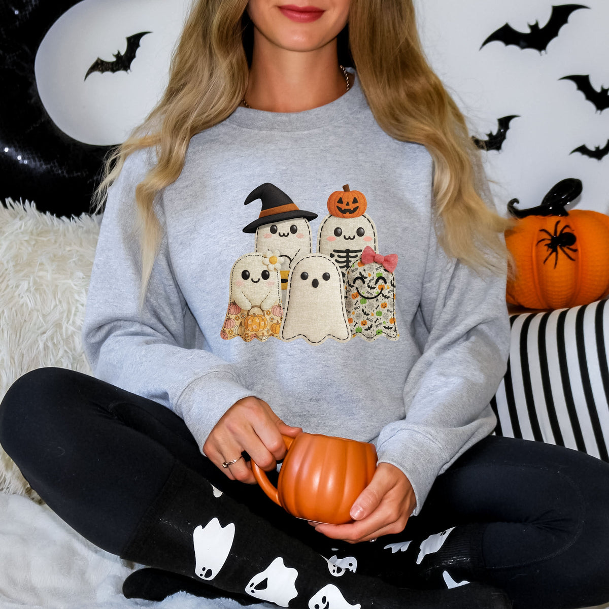 Ghost Family Patchwork Print -  Women's Sweatshirt