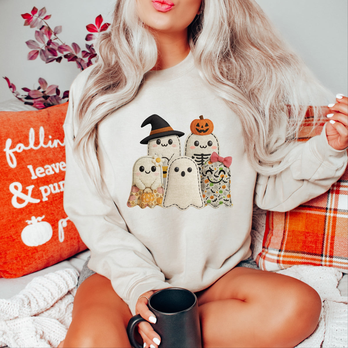 Ghost Family Patchwork Print -  Women's Sweatshirt