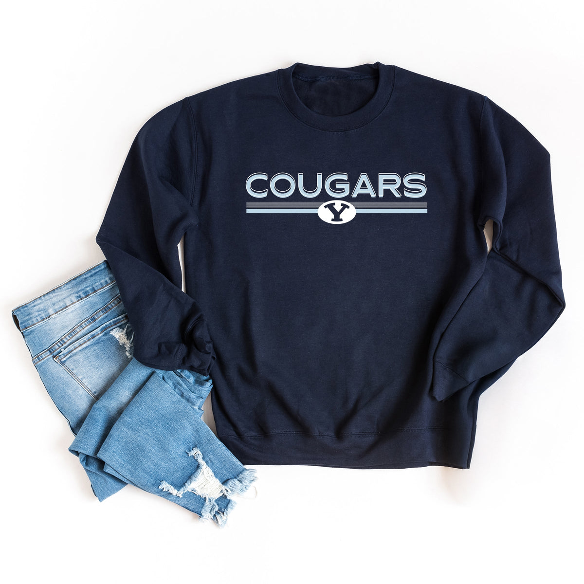 Licensed BYU Cougars Shadowed - Women's Graphic Sweatshirt