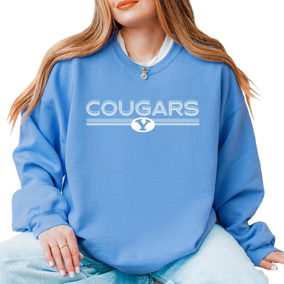 Licensed BYU Cougars Shadowed - Women's Graphic Sweatshirt
