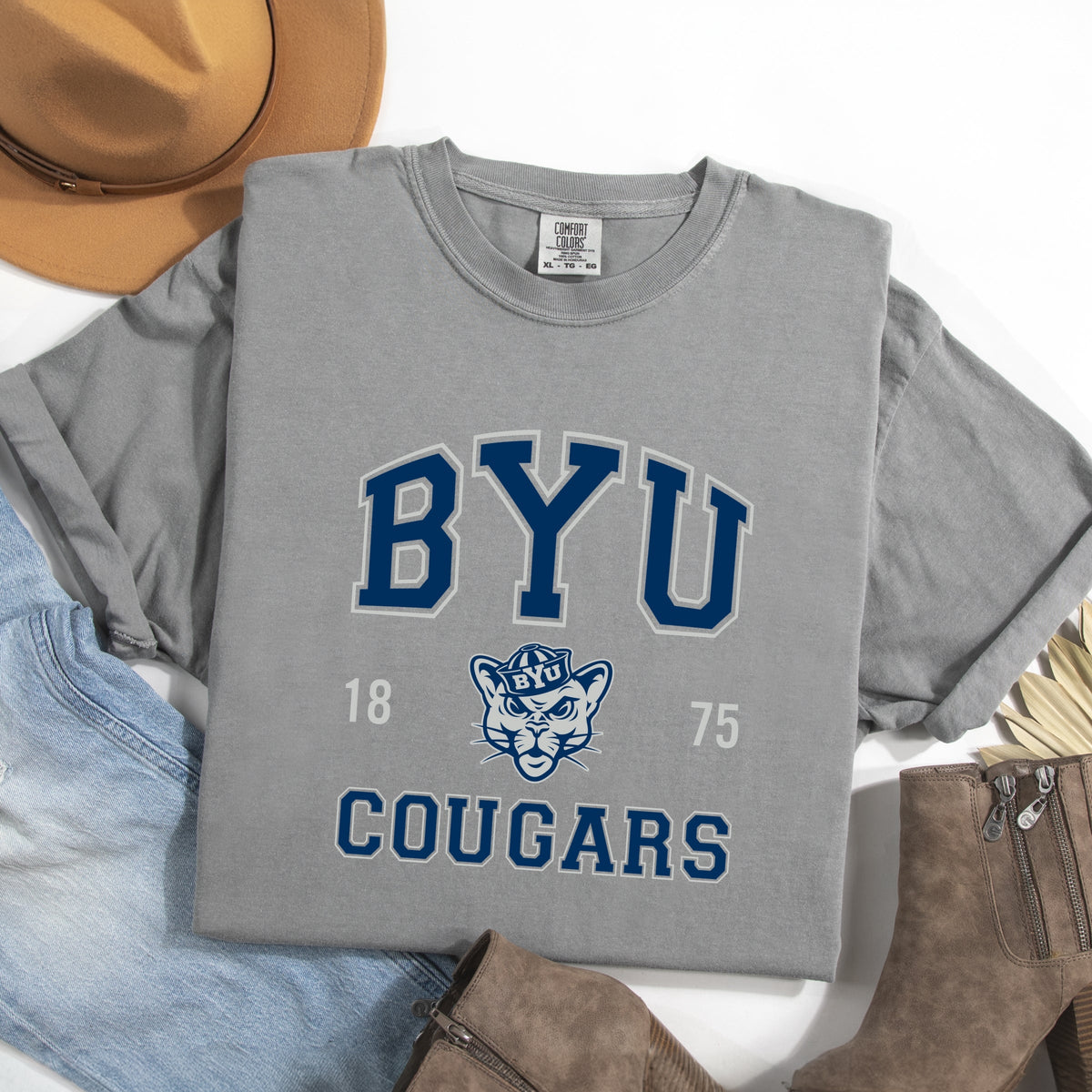Licensed BYU Cougars Varsity - Women's Garment Dyed Graphic T-Shirt