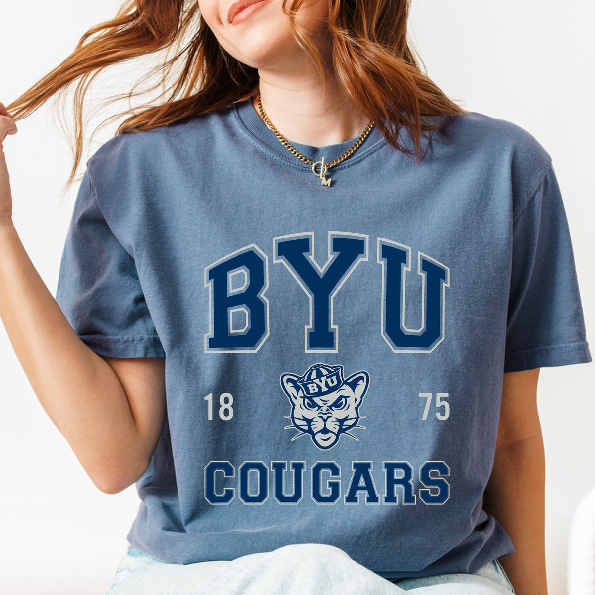 Licensed BYU Cougars Varsity - Women's Garment Dyed Graphic T-Shirt