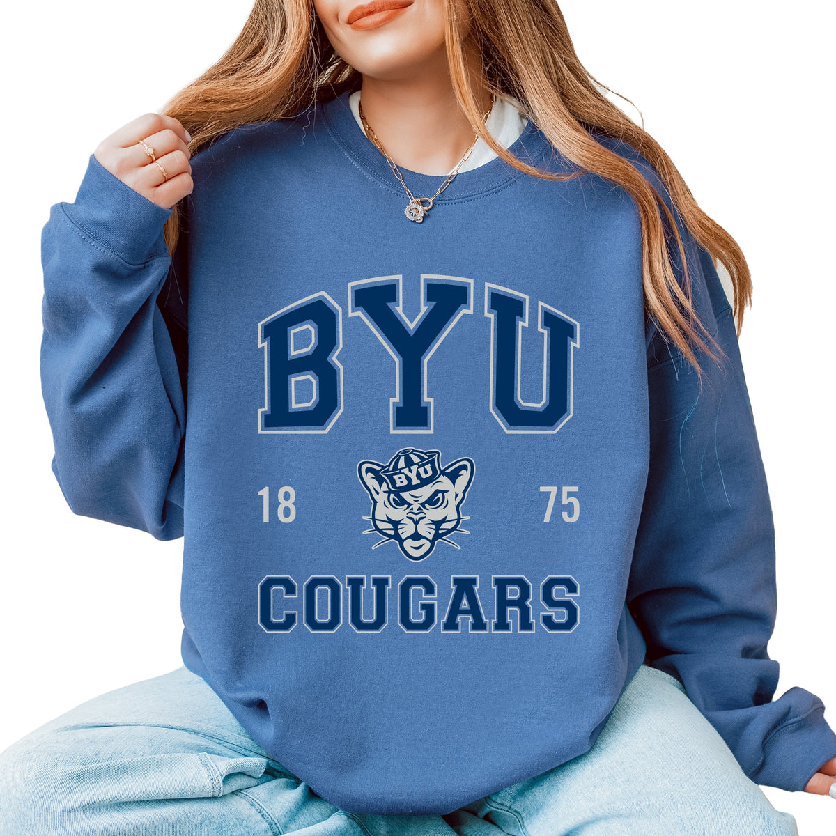Licensed BYU Cougars Varsity - Women's Graphic Sweatshirt