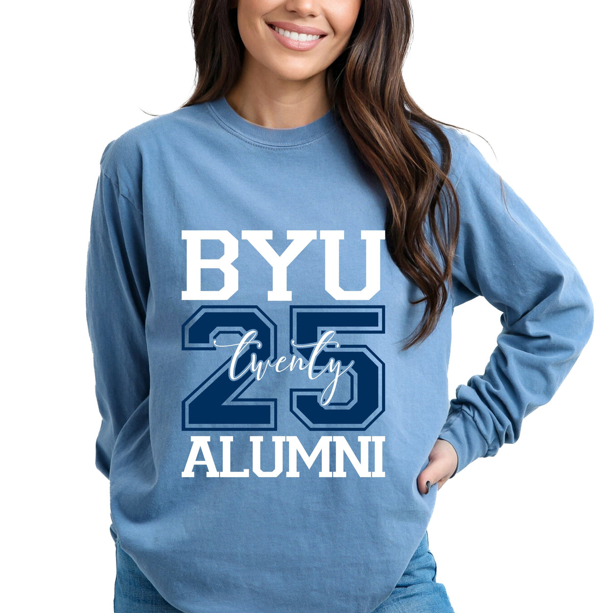 Licensed BYU Alumni 2025 - Women's Garment Dyed Long Sleeve Graphic T-Shirt