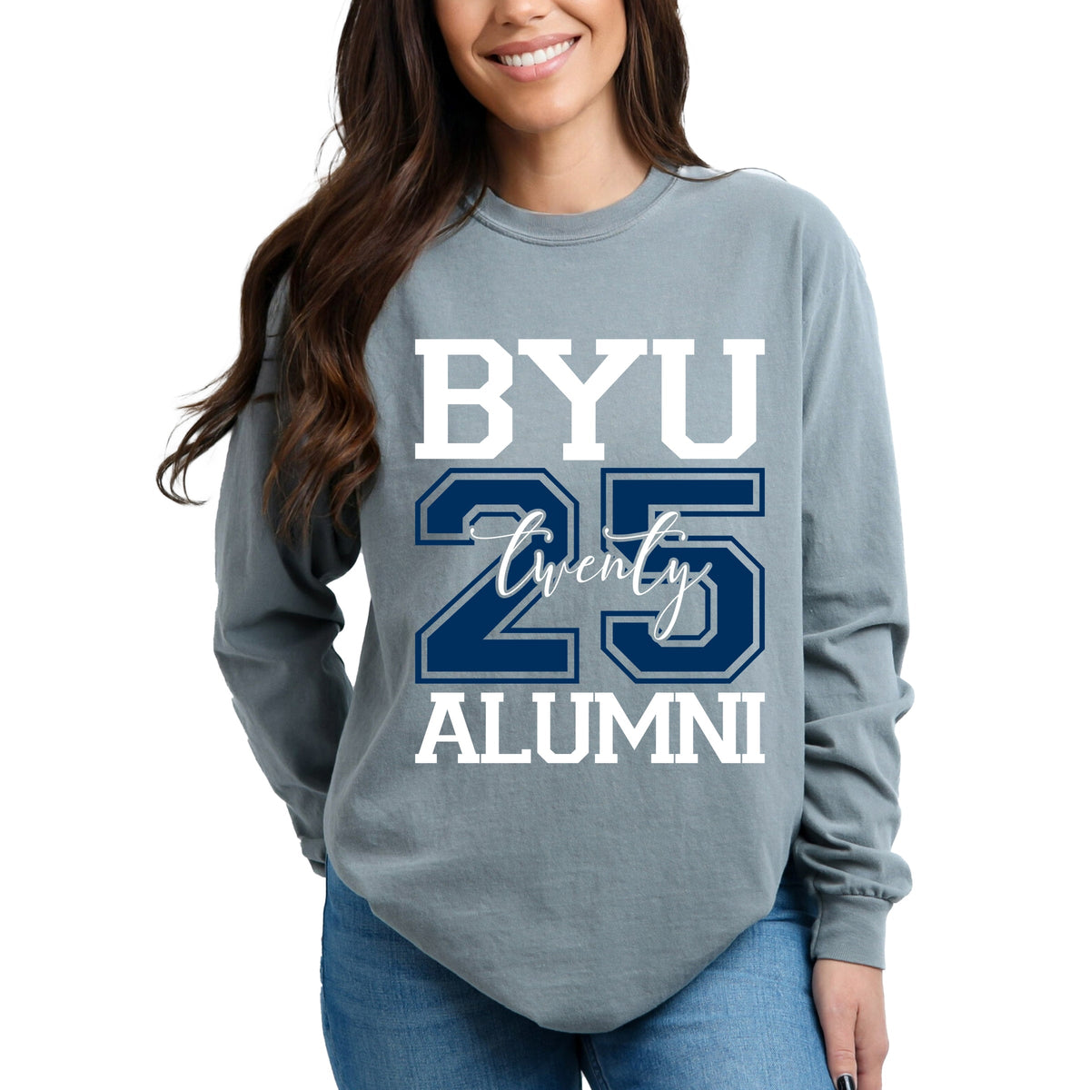 Licensed BYU Alumni 2025 - Women's Garment Dyed Long Sleeve Graphic T-Shirt