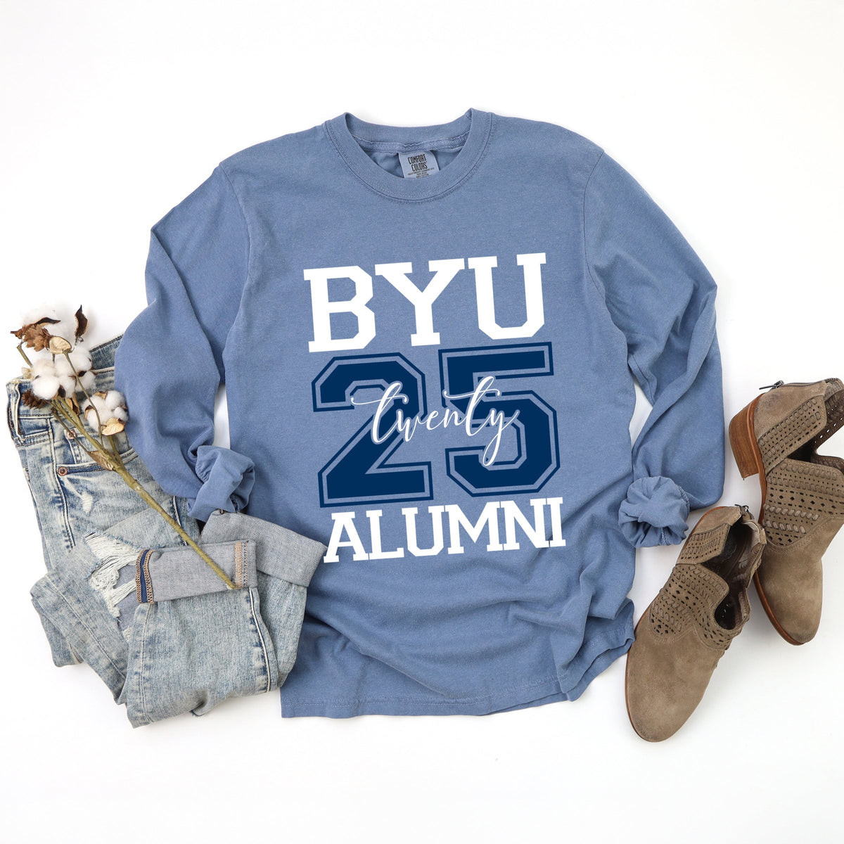 Licensed BYU Alumni 2025 - Women's Garment Dyed Long Sleeve Graphic T-Shirt
