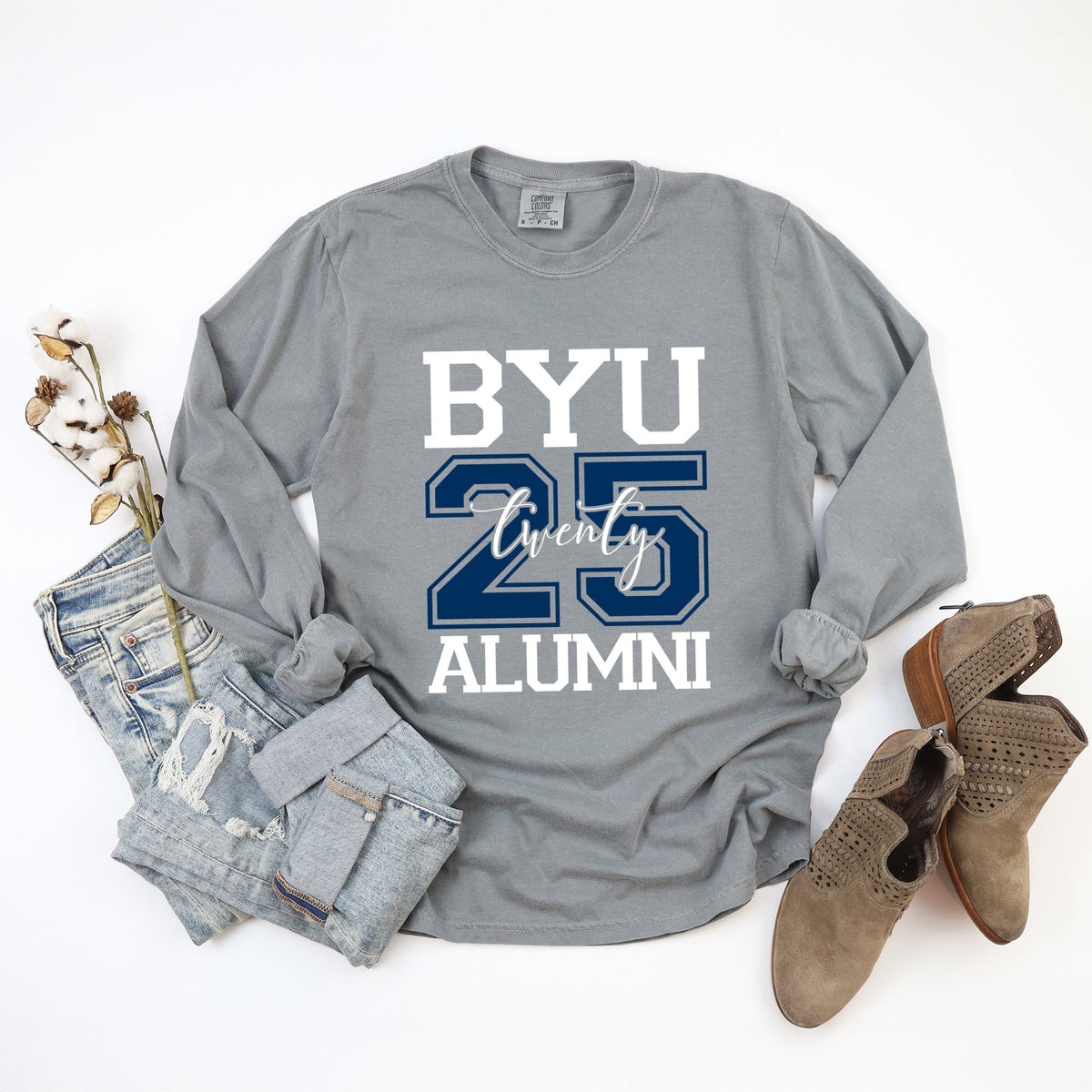 Licensed BYU Alumni 2025 - Women's Garment Dyed Long Sleeve Graphic T-Shirt