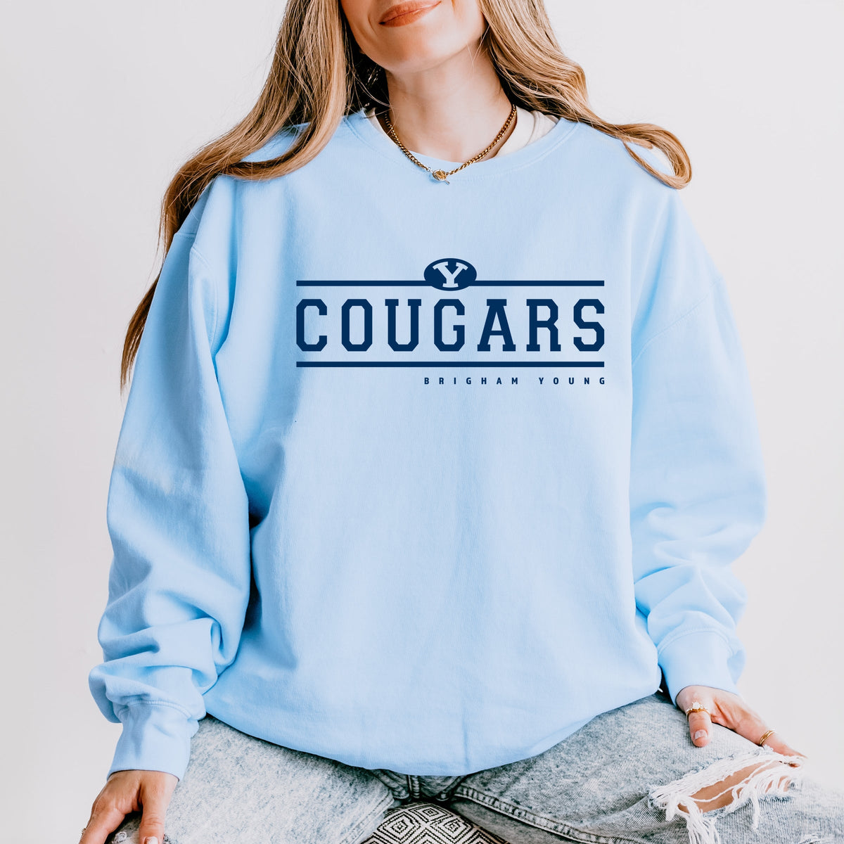 Licensed Cougars Brigham Young - Women's Lightweight Garment Dyed Sweatshirt