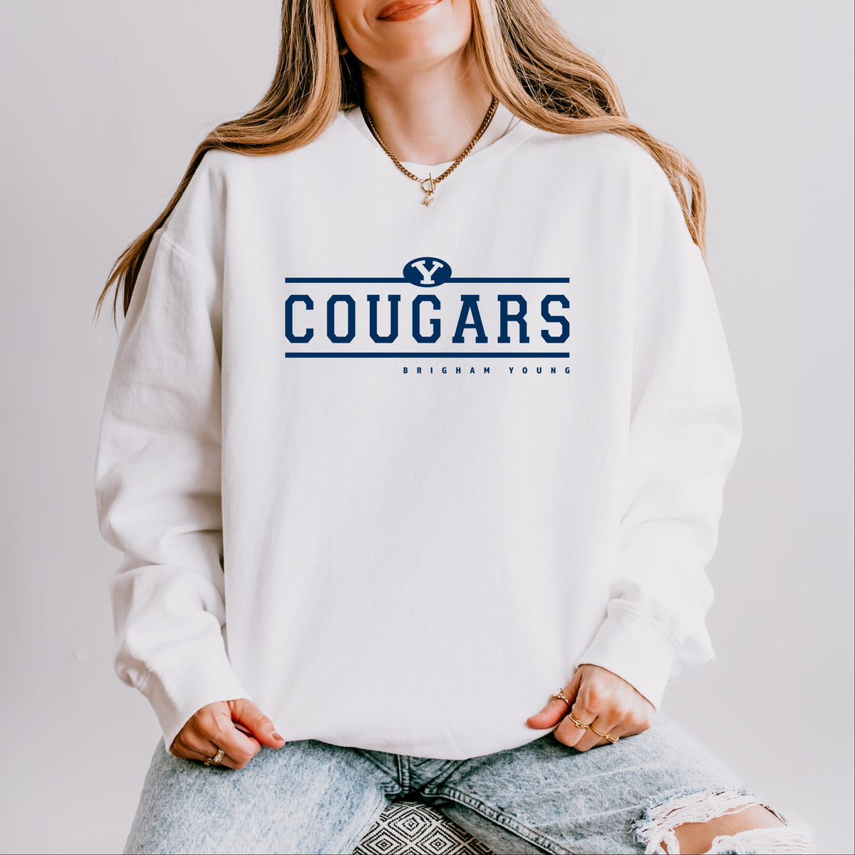 Licensed Cougars Brigham Young - Women's Lightweight Garment Dyed Sweatshirt