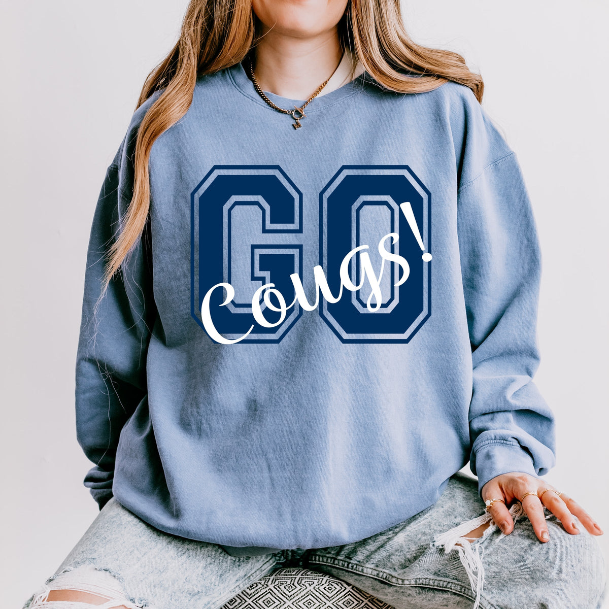 Licensed Go Cougs! - Women's Lightweight Garment Dyed Sweatshirt