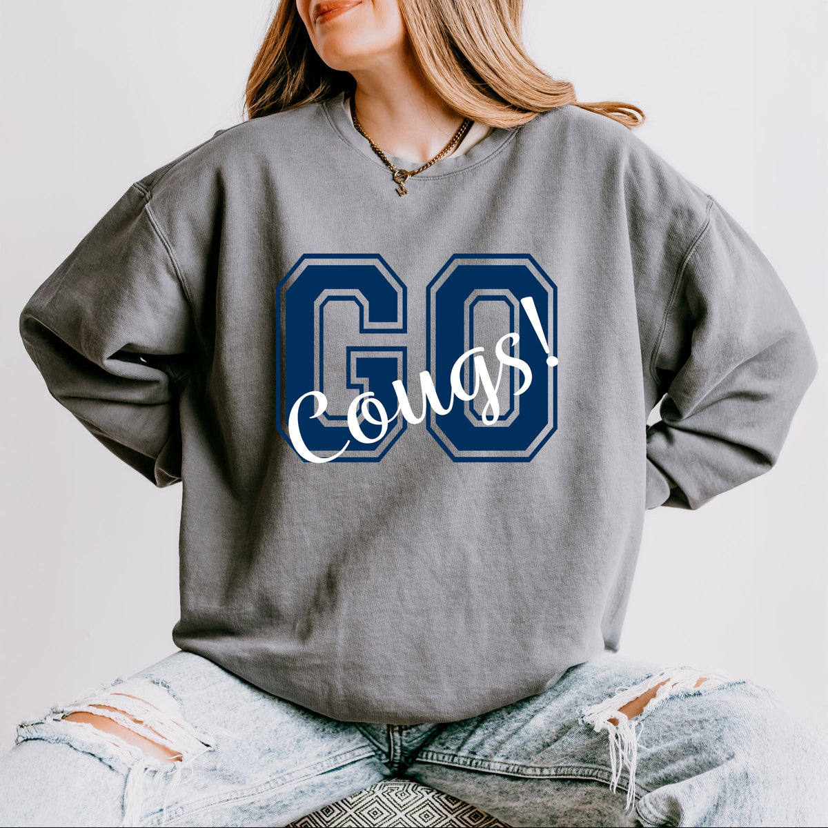 Licensed Go Cougs! - Women's Lightweight Garment Dyed Sweatshirt