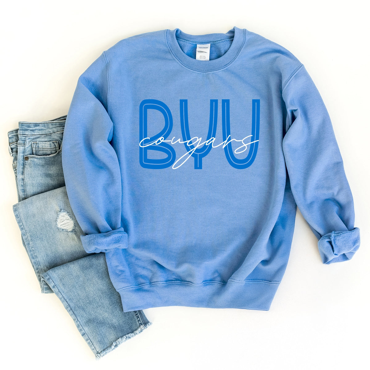 Licensed BYU Cougars Cursive - Women's Graphic Sweatshirt