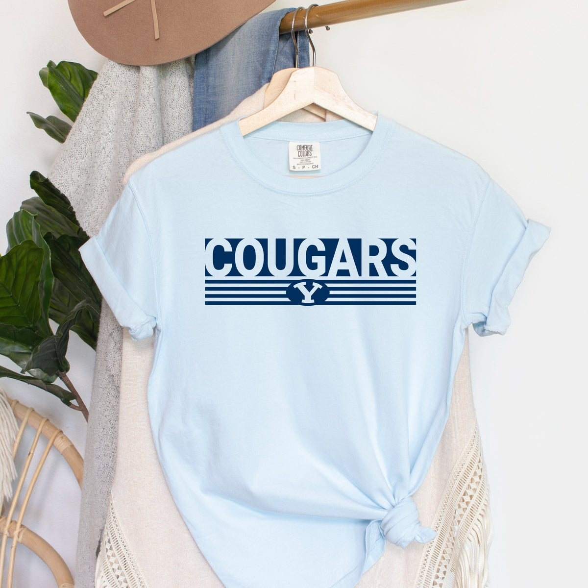 Licensed Cougars Bold Stripes - Women's Garment Dyed Graphic T-Shirt