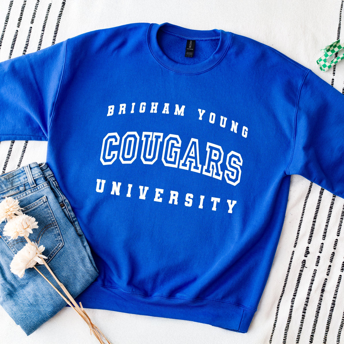 Licensed Brigham Young Cougars Varsity Stacked - Women's Graphic Sweatshirt