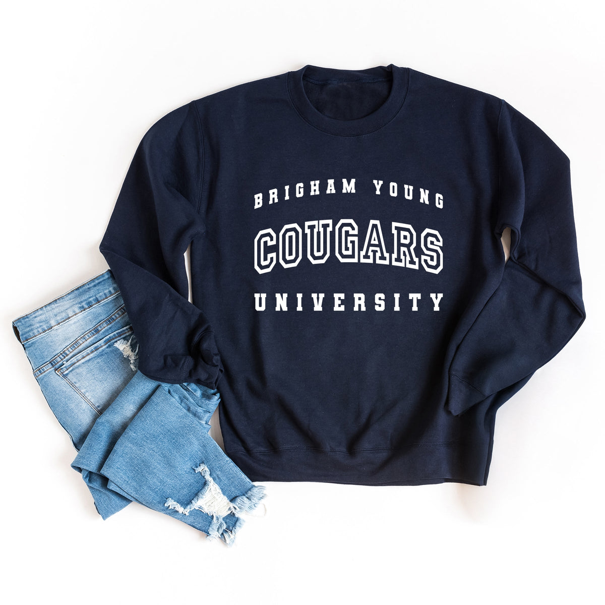 Licensed Brigham Young Cougars Varsity Stacked - Women's Graphic Sweatshirt