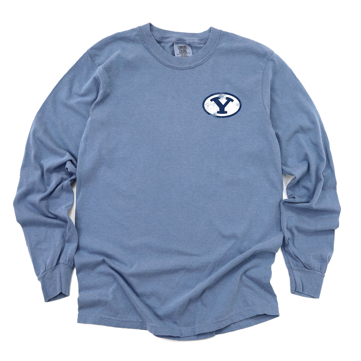 Licensed BYU Y Cougars - Women's Garment Dyed Long Sleeve Graphic T-Shirt