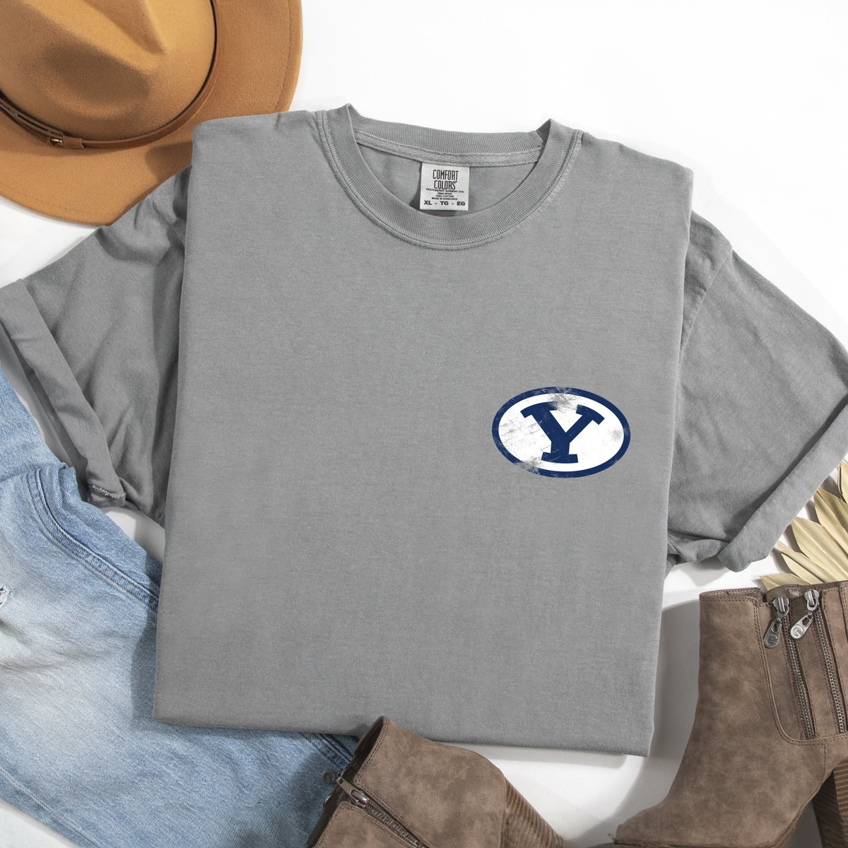 Licensed BYU Y Cougars - Women's Garment Dyed Graphic T-Shirt