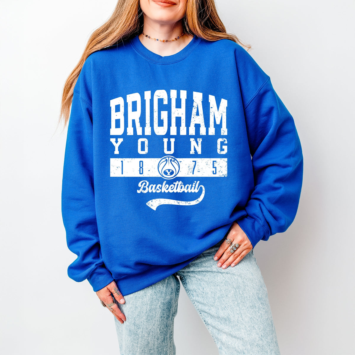 Brigham Young Basketball Arch Solid - Women's Graphic Sweatshirt