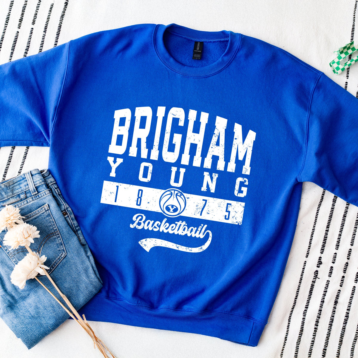 Brigham Young Basketball Arch Solid - Women's Graphic Sweatshirt