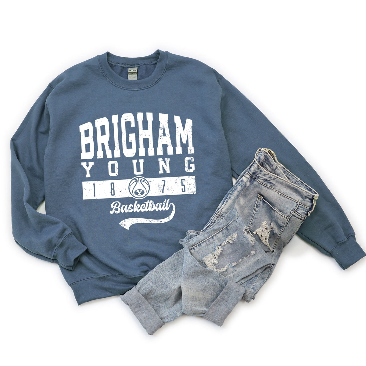 Brigham Young Basketball Arch Solid - Women's Graphic Sweatshirt