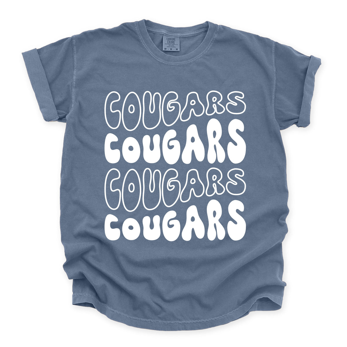 Licensed Brigham Young Cougars Bubble Letters - Women's Garment Dyed Graphic T-Shirt
