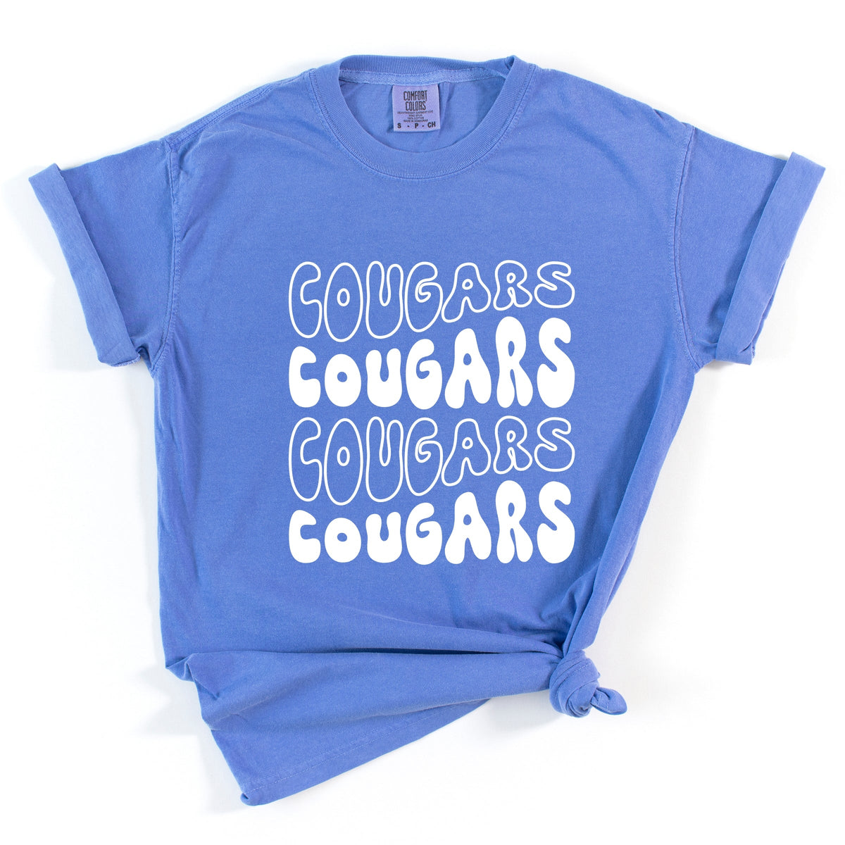 Licensed Brigham Young Cougars Bubble Letters - Women's Garment Dyed Graphic T-Shirt