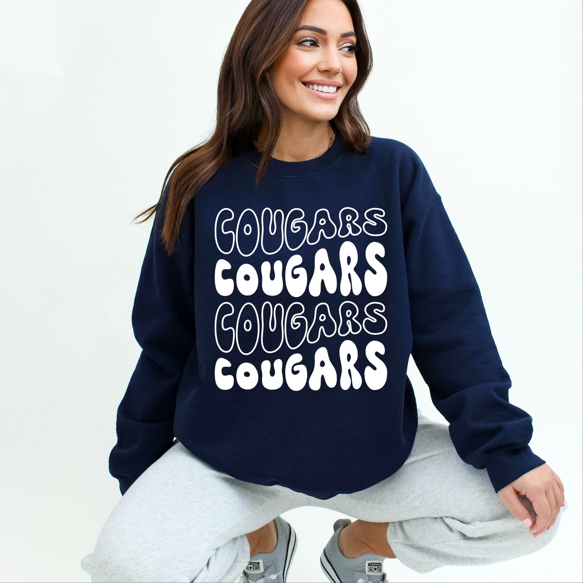 Licensed Brigham Young Cougars Bubble Letters - Women's Graphic Sweatshirt