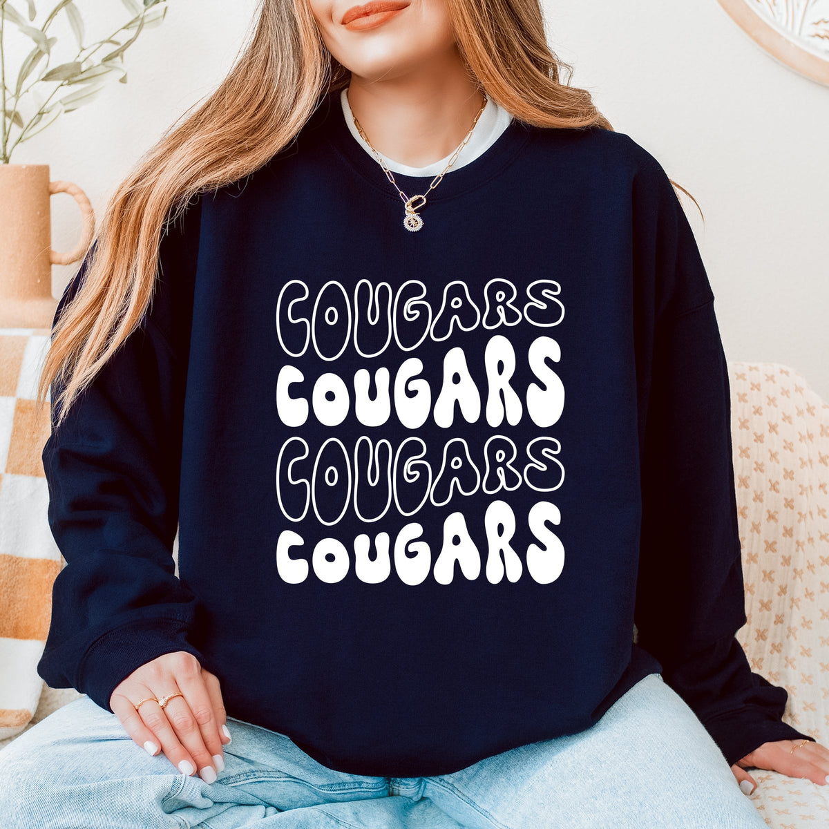 Licensed Brigham Young Cougars Bubble Letters - Women's Graphic Sweatshirt