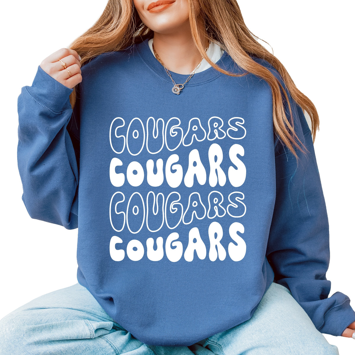 Licensed Brigham Young Cougars Bubble Letters - Women's Graphic Sweatshirt