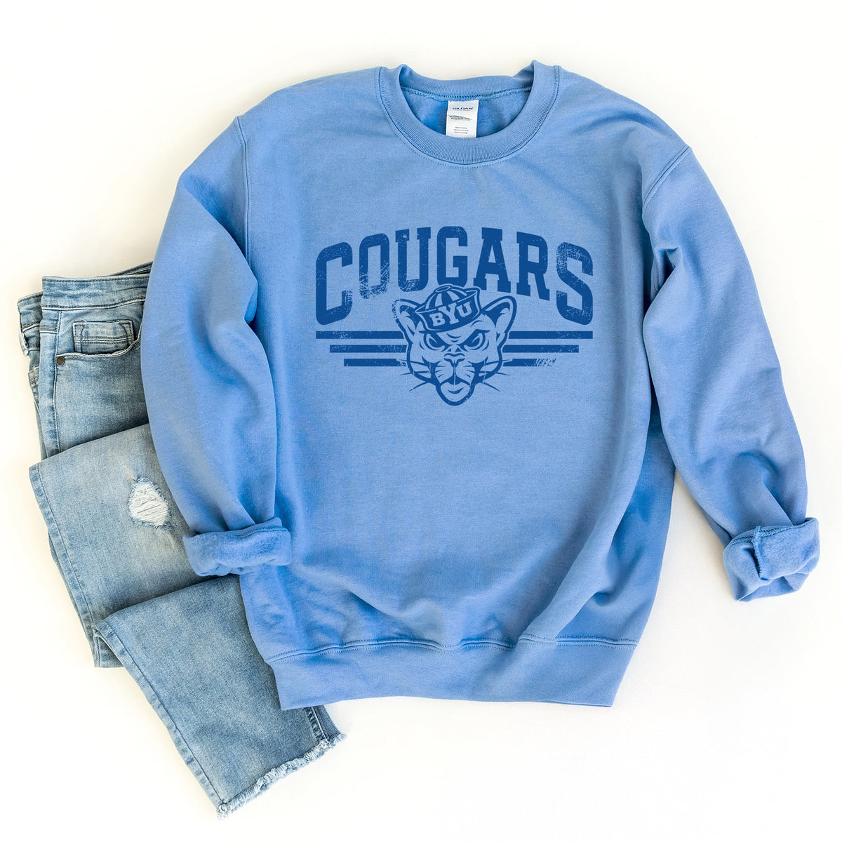 Licensed BYU Cougars Stripes - Women's Graphic Sweatshirt