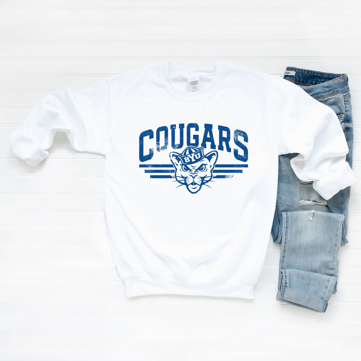 Licensed BYU Cougars Stripes - Women's Graphic Sweatshirt