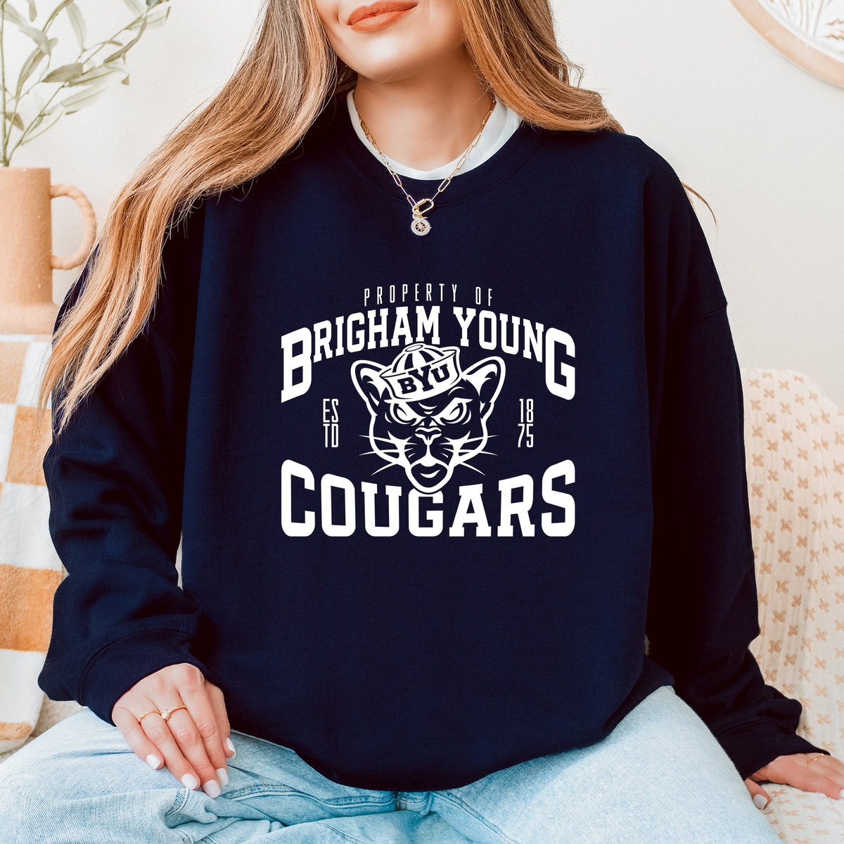 Licensed Property of Brigham Young Cougars - Women's Graphic Sweatshirt