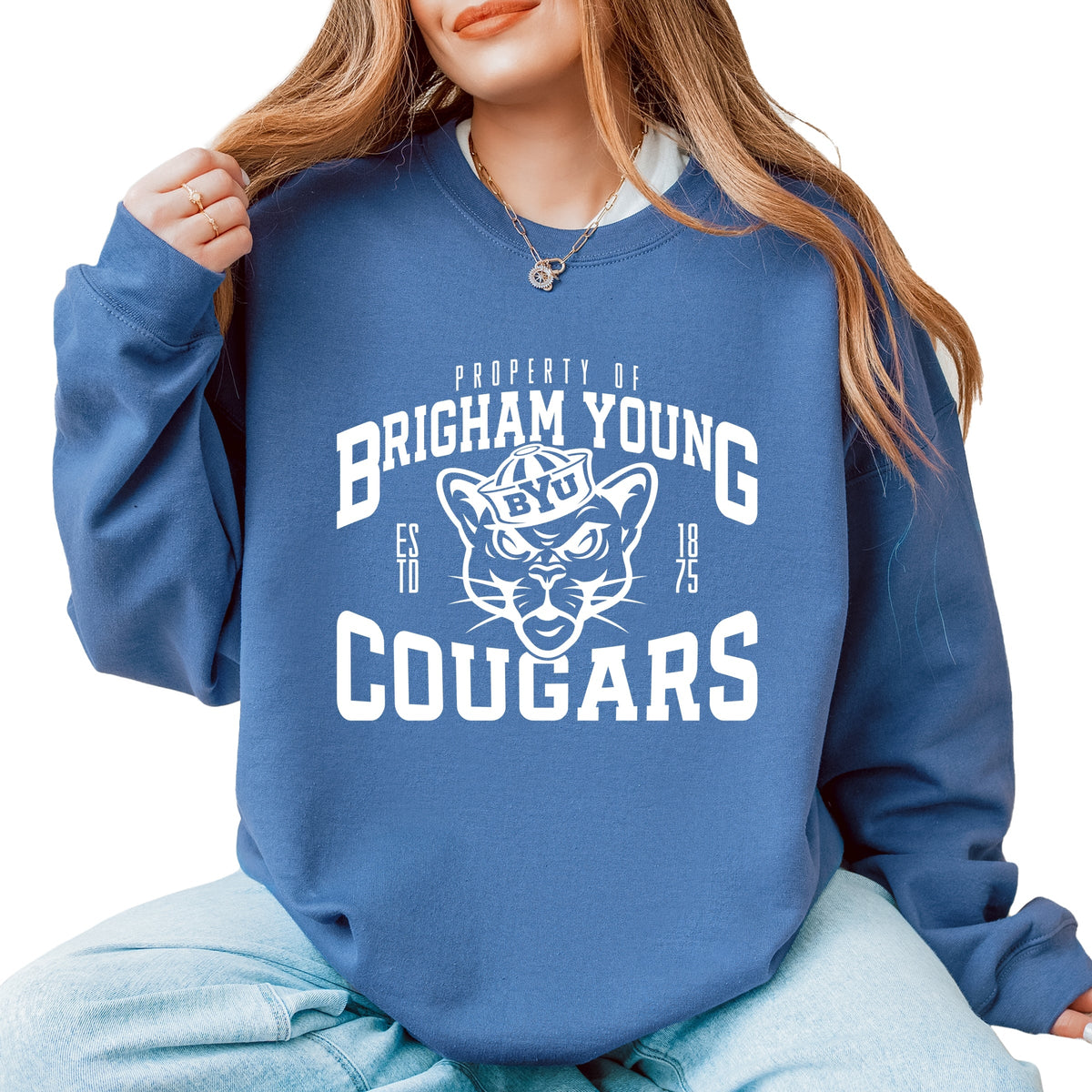 Licensed Property of Brigham Young Cougars - Women's Graphic Sweatshirt