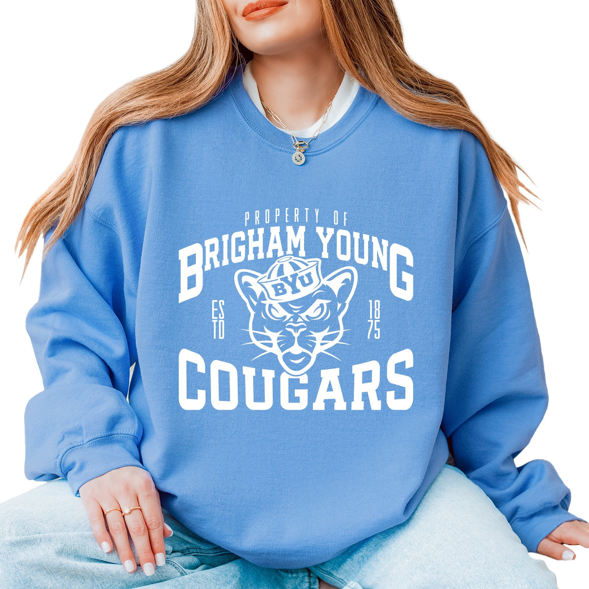 Licensed Property of Brigham Young Cougars - Women's Graphic Sweatshirt