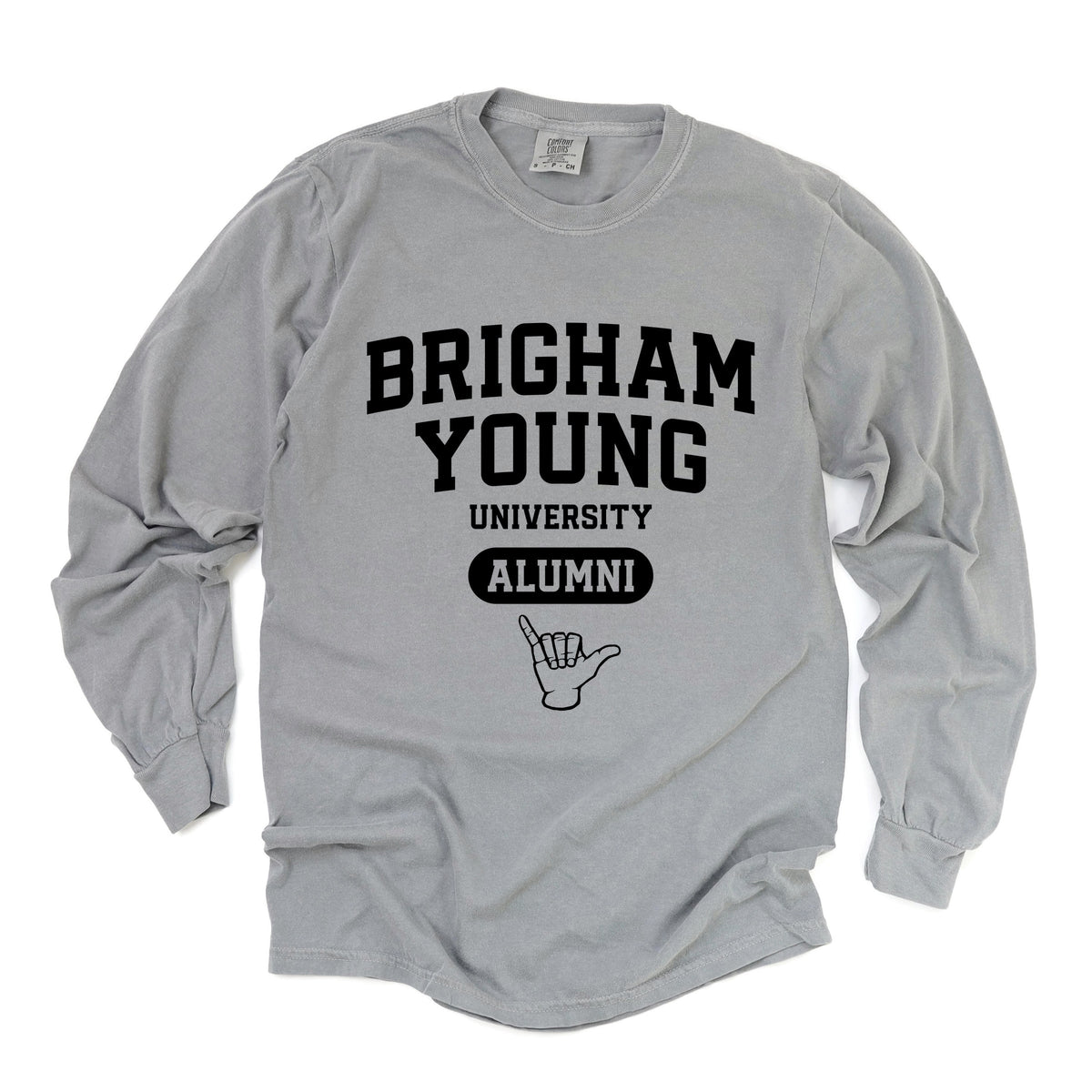 Licensed Brigham Young Alumni - Women's Garment Dyed Long Sleeve Graphic T-Shirt
