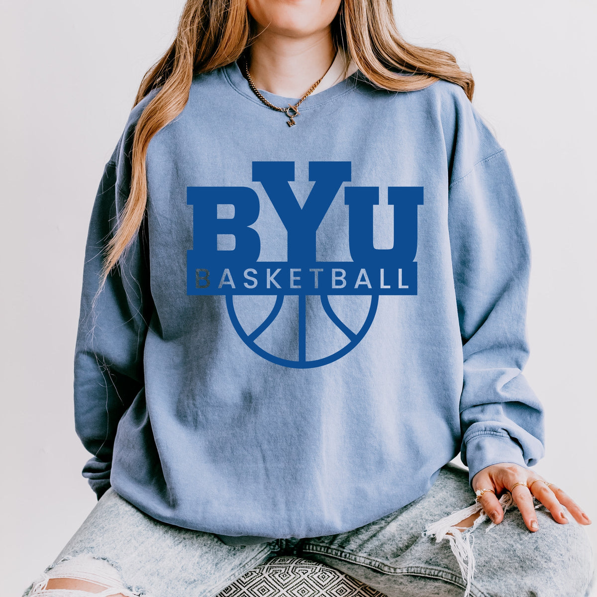 Licensed BYU Basketball - Women's Lightweight Garment Dyed Sweatshirt