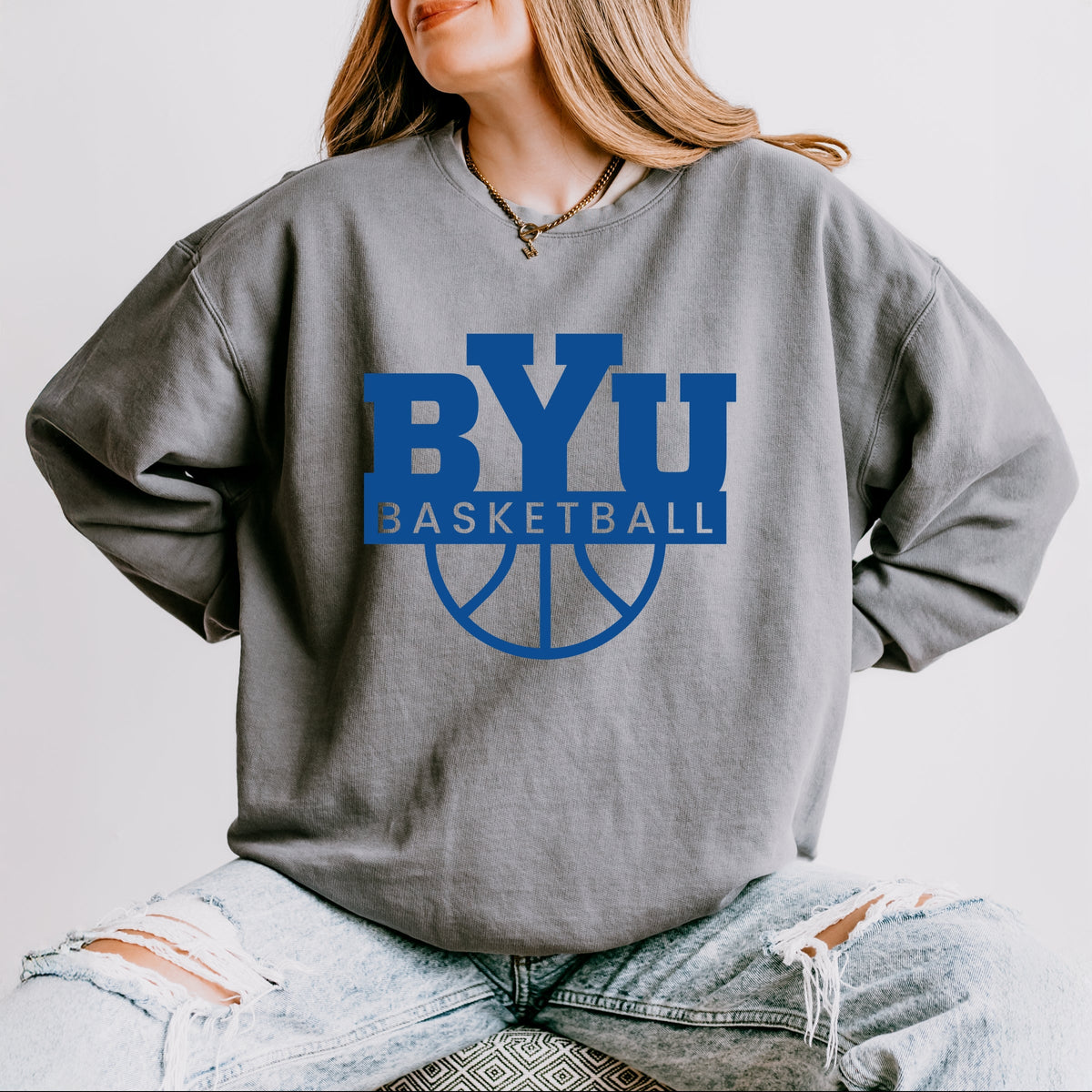 Licensed BYU Basketball - Women's Lightweight Garment Dyed Sweatshirt