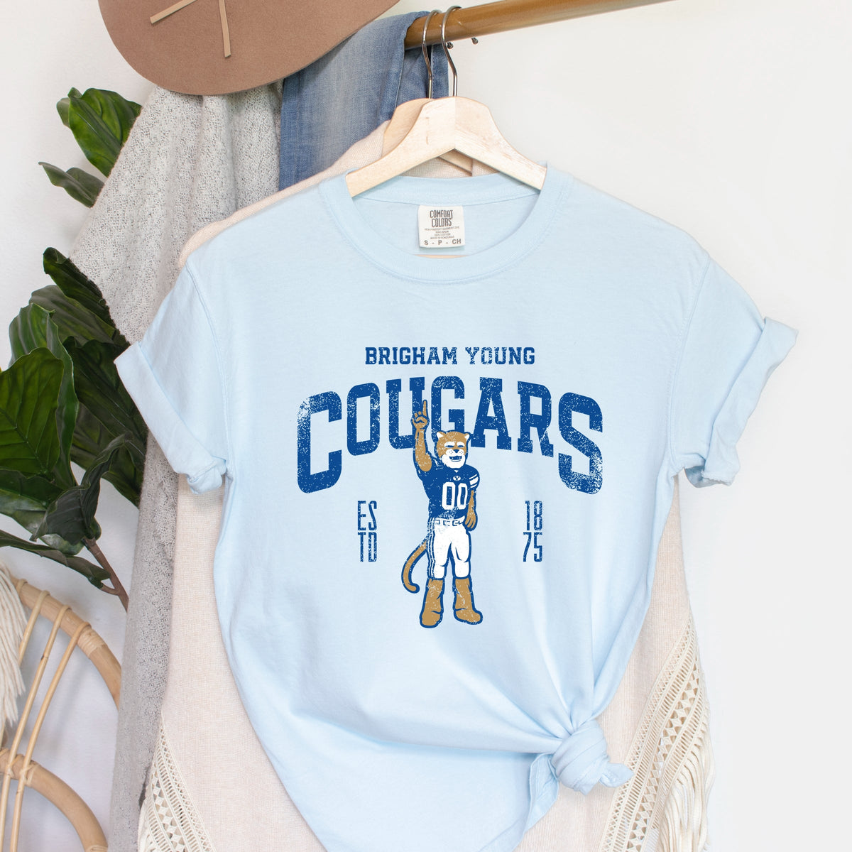 Licensed BYU Cougars Cosmo - Women's Garment Dyed Graphic T-Shirt