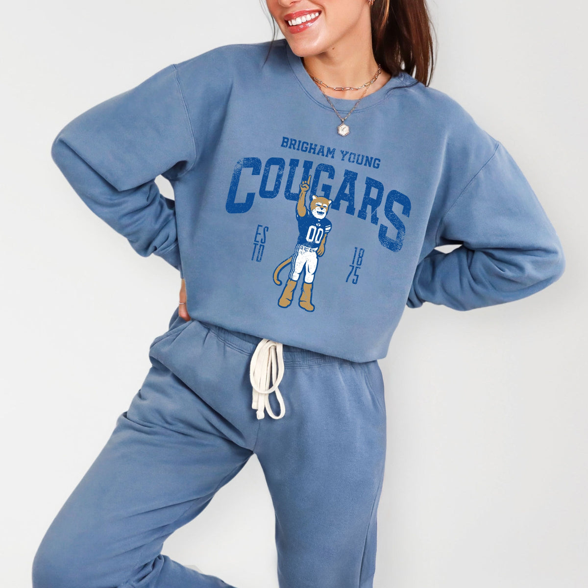 Licensed BYU Cougars Cosmo - Women's Lightweight Garment Dyed Sweatshirt