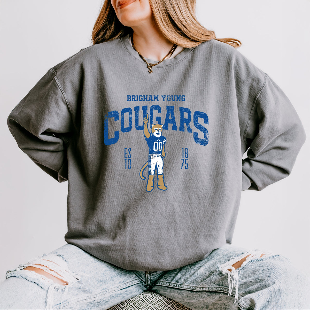 Licensed BYU Cougars Cosmo - Women's Lightweight Garment Dyed Sweatshirt